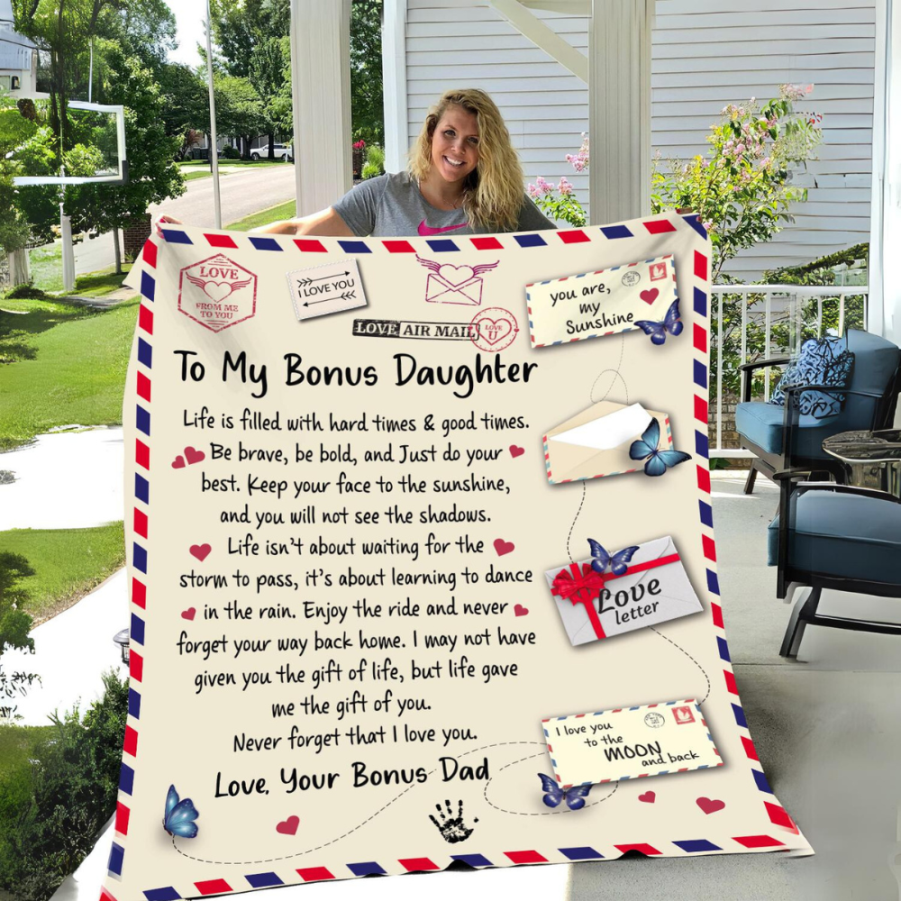 To My Bonus Daughter Air Mail Blanket