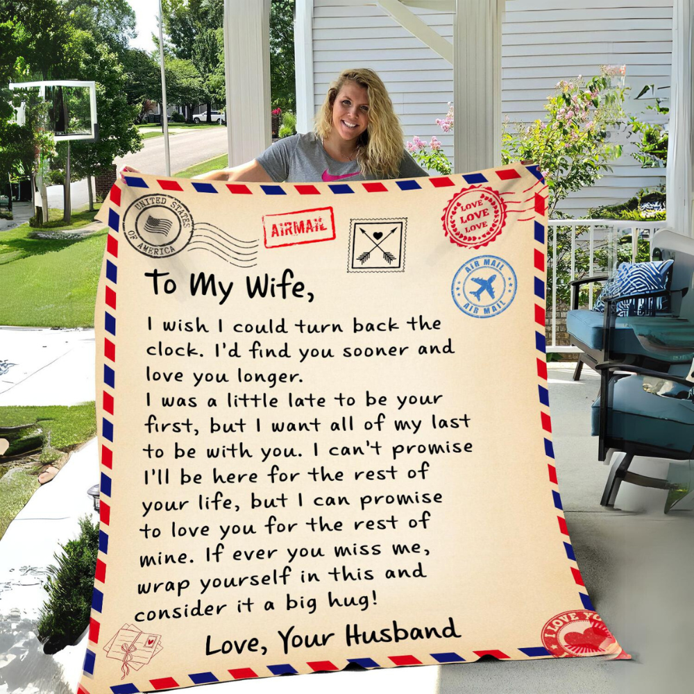 To My Wife Postcard Blanket