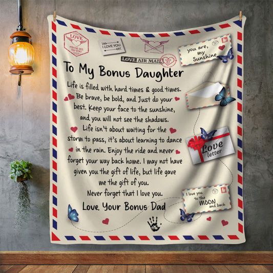 To My Bonus Daughter Air Mail Blanket