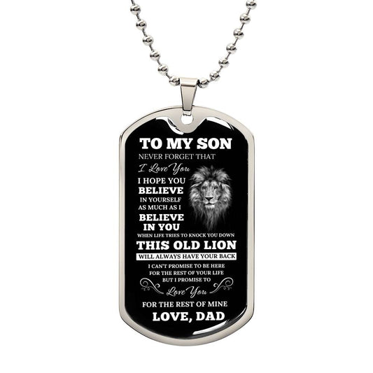 To My Son - This Old Lion Personalized Dog Tag