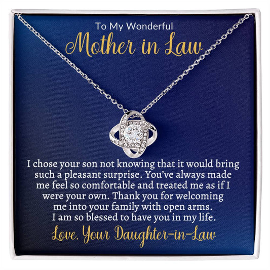 To My Wonderful Mother-in-Law - Thank You For Always Making Me Feel Welcome - Love Knot Necklace