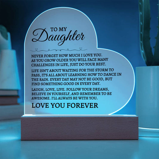 Daughter Love You Forever Heart Acrylic