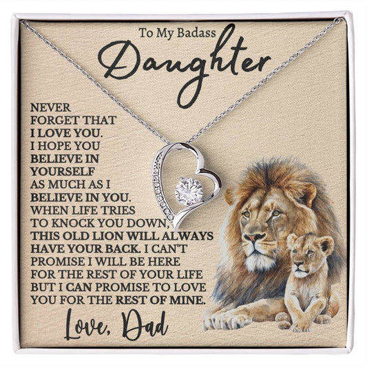 This Old Lion Badass Daughter Forever Love Necklace - Love, Dad