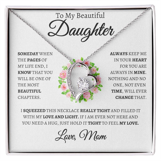 SQUEEZE THIS TIGHT TO FEEL MY LOVE DAUGHTER NECKLACE - LOVE, MOM