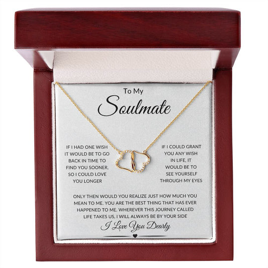 To My Soulmate 10k Solid Yellow Gold Heart Necklace