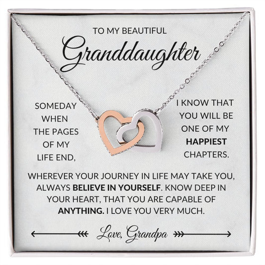 To My Beautiful Granddaughter Forever Love Necklace - Love, Grandpa