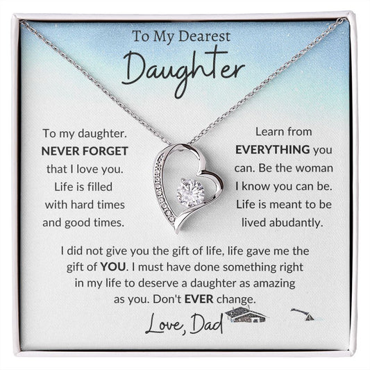 To My Dearest Daughter Heart Necklace - Love, Dad